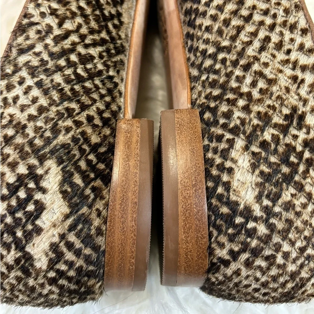 Anthropologie Bernardo Emma Snake Embossed Genuine Calf Hair Loafer Flats
